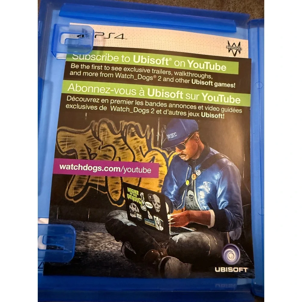 Watch Dogs 2 Sony PlayStation 4 PS4 Action Adventure Game Ubisoft 2016 Disc Case